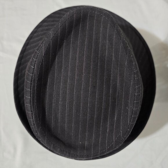 Goorin Bros. SAMPLE 1 off Fedora - Gray Pinstriped - Accordion - Sz M* - Picture 5 of 7